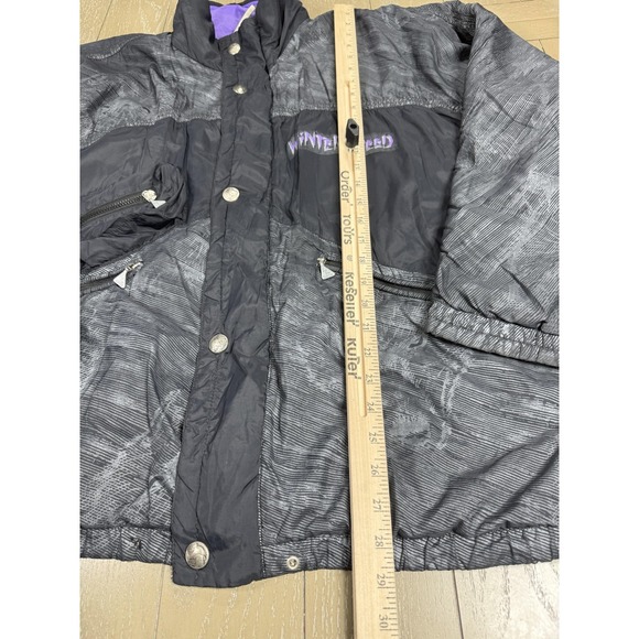 Vintage Luhta Jacket Mens 48 Large Gray Winterspeed Wolf Print Ski Puffer 90s - Picture 7 of 16
